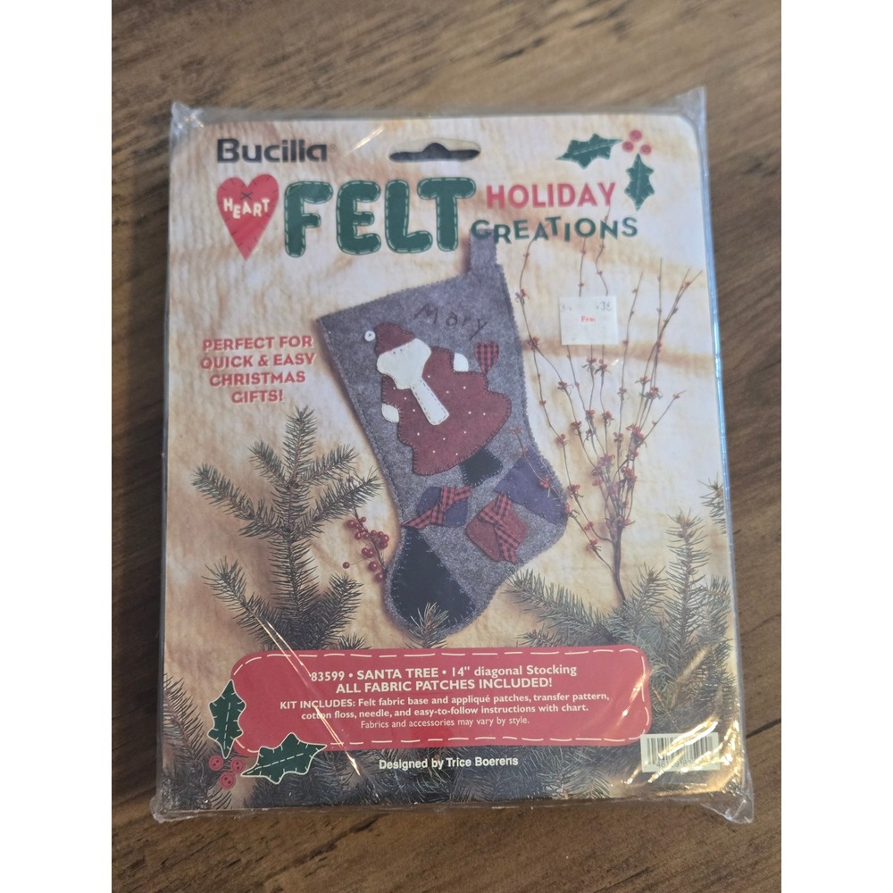 Bucilla Heart Felt Holiday Creations Santa Tree 14" Stocking Kit 83599 DIY NEW